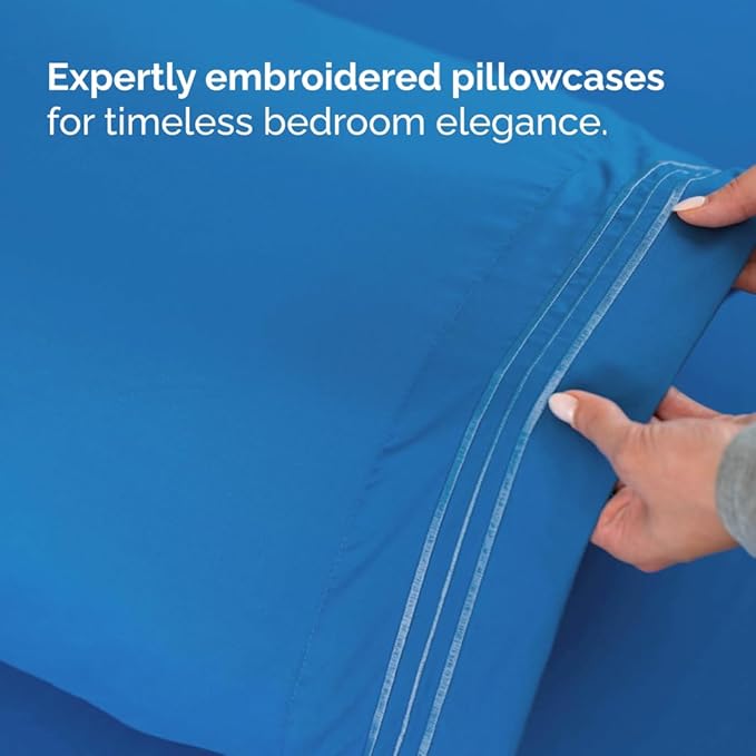 Full XL Bed Sheet Set - 4 Piece Extra Long Extended Full XL Sheets - Soft, Breathable & Cooling - Fits 8” to 16" Mattress w/ Deep Pockets - 54" x 80" - Easy-Fit, Wrinkle & Fade Resistant - Royal Blue