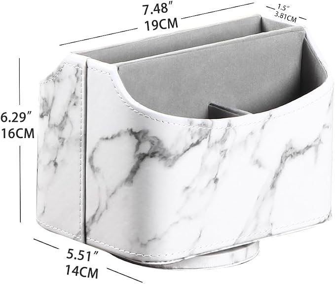 PU Leather 360° Rotatable Remote Control Holder, Nightstand TV Remote Caddy | - Image 2
