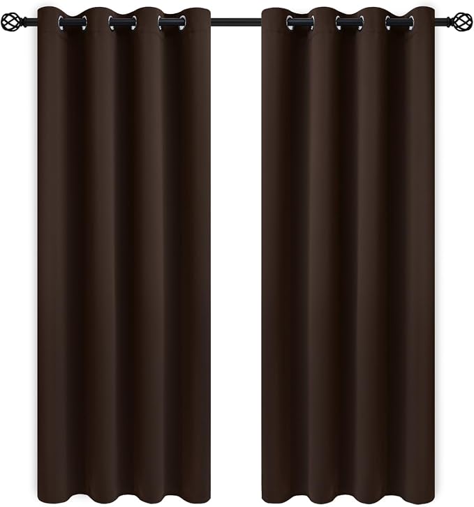 COSVIYA Grommet Blackout Room Darkening Brown Curtains 72 inch Length | Light by COSVIYA