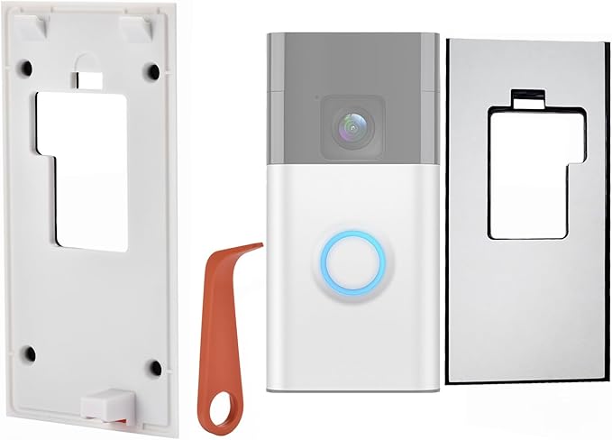 Fansoun Adhesive Video Doorbell Mount for Ring Battery Doorbell(2024 Release) No Drilling Camera Door Mounting Holder Bracket Accessories for Apartments Office Houses (White)