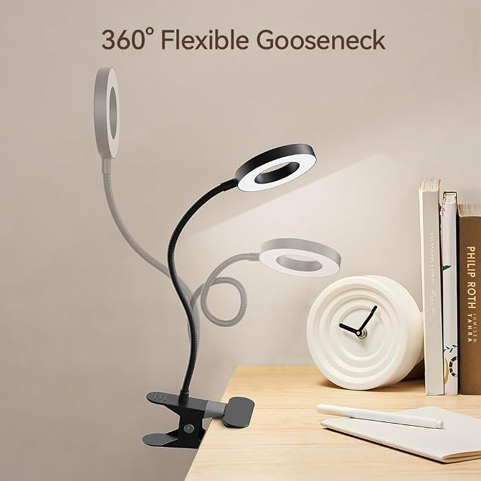 2 Pack LED Clip on Desk Lamp, Metal 360 Adjustable Neck | Eye-Caring Clamp Lamp - Image 3