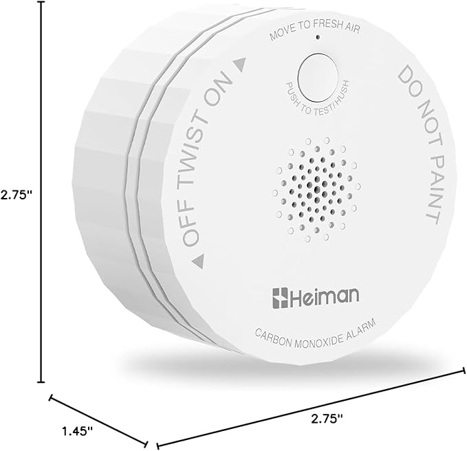 Heiman Carbon Monoxide Detector, Nano-Sized Portable CO Alarm Battery Powered, ETL Listed, 10-Year Battery Figaro Sensor, Test-Reset Button, Small CO Monitor for Travel RV Home,UL2034 Standards