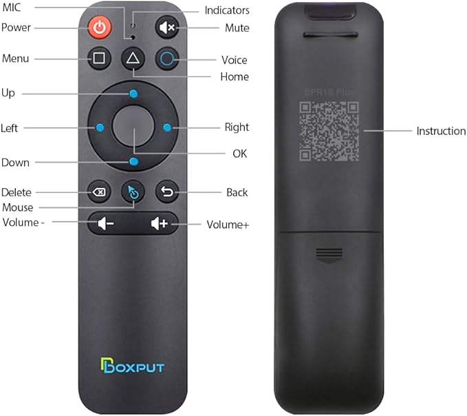 BOXPUT BPR1S Plus Air Mouse Remote BT & 2.4G RF Replacement Remote with USB Receiver and Voice Control Supports 6-Axis Gyro IR Learning for Android TV Box TV Stick Smart Set Top Box
