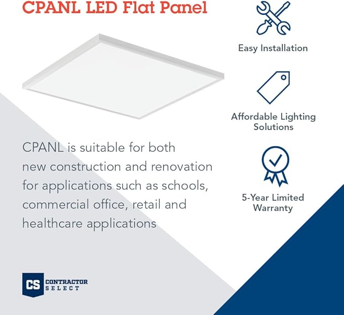 Lithonia Lighting CPANL 2x2 LED Flat Panel Light, 2 ft. x 2 ft. LED Light Panel, Ceiling Lighting Fixture, 2400/3300/4400 Adjustable Lumens, 3500K/4000K/5000K Switchable CCT, White