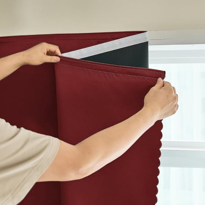 AJAZZ 100% Window Blinds Blackout Portable Black Out Curtains Adhesive Curtains by AJAZZ