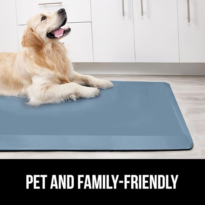 GORILLA GRIP Comfortable Cushioned Kitchen Mats for Floor, 39x20, Waterproof and Stain Resistant Soft Top, 3/4 Inch Thick Ergonomic Standing Desk Anti Fatigue Mat, Foam Supports Ankles, Feet, Sky Blue