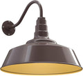 Steel Lighting Co. Large Outdoor Barn Light | Gooseneck Light Fixture | Made in America from 18-Gauge Steel | 20" Dome | 16" Gooseneck Dark Bronze Exterior/Brass Interior