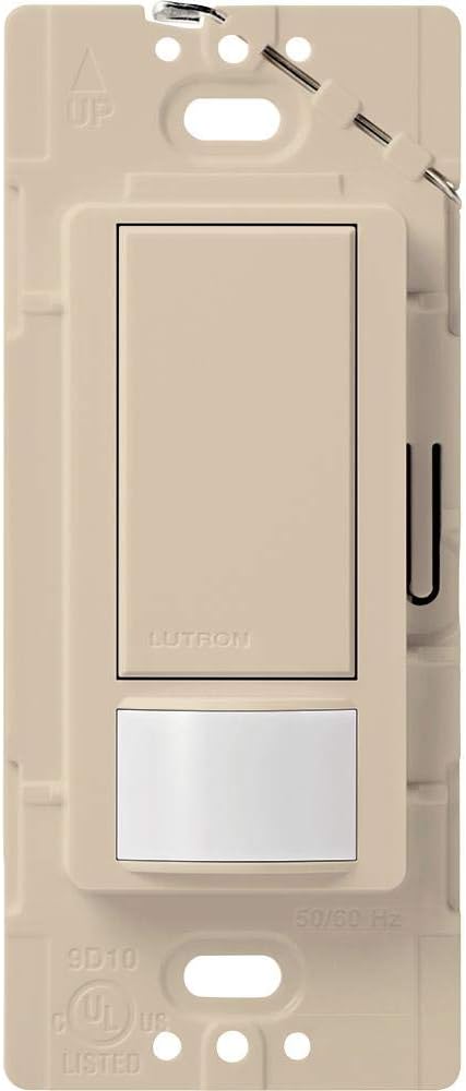 Lutron Maestro Motion Sensor Light Switch Indoor for Bathroom, Garage, Laundry Room, Any Bulbs, Occupancy Vacancy Sensor, Single-Pole, MS-OPS2-TP, Taupe