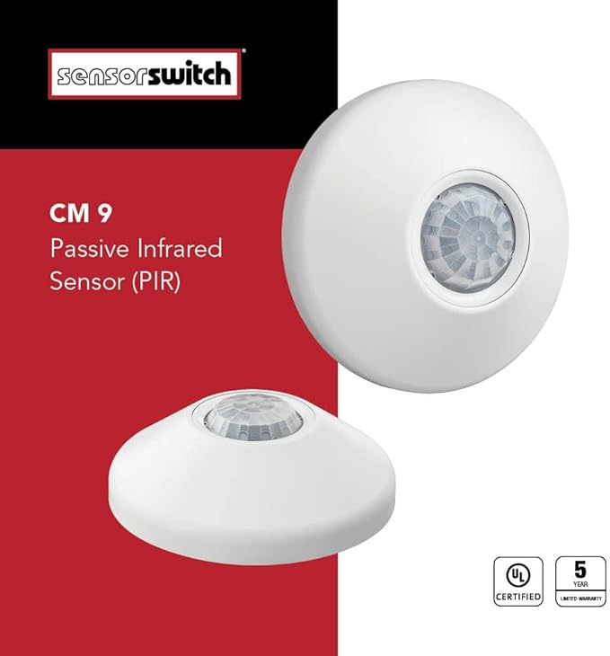 SensorSwitch Ceiling Motion Sensor, Passive Infrared PIR Occupancy Sensor, 360° Small Motion Detection, Indoor Use, Low Voltage, Standard Range