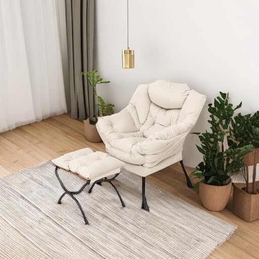Welnow Lazy Chair with Ottoman, Reading Chair with Footrest, Foldable Footrest - Image 2