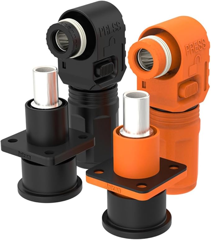 1 Set Battery Energy Storage Connector, 150A 35mm² High Current Connectors Quick Plug Terminal Orange Right Angle Plug and Socket IP67 Waterproof Power Adapter Crimping Wiring (150A, Orange)