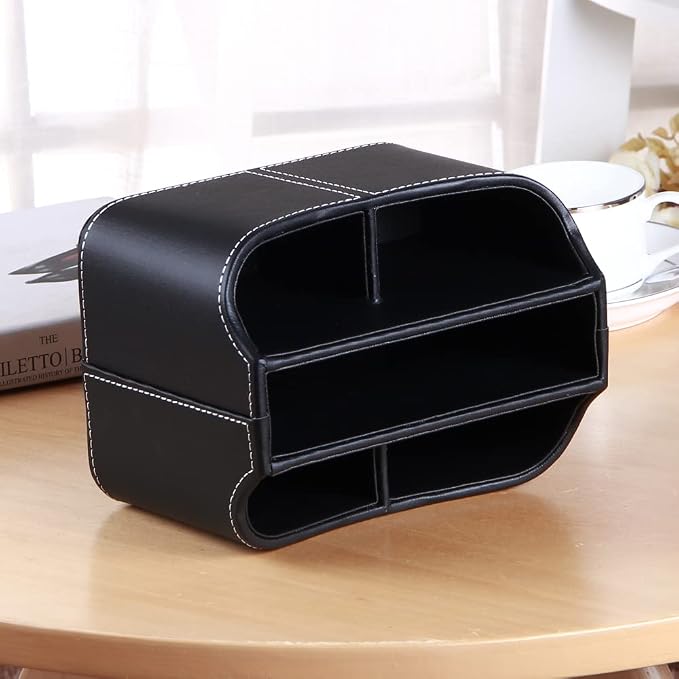 PU Leather 360° Rotatable Remote Control Holder, Nightstand TV Remote Caddy | - Image 3