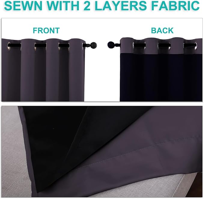 NICETOWN 100% Blackout Window Curtain Panels, 2 Pieces, Cold and Full Light - Image 5