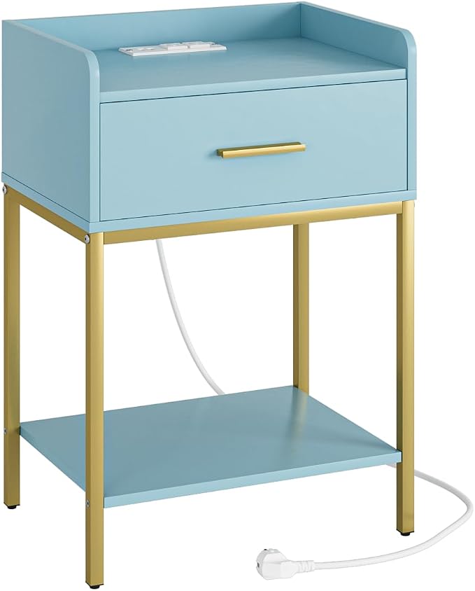 Nightstand with Charging Station, 3-Tier Modern Bedside Table Night Stand with - Image 8