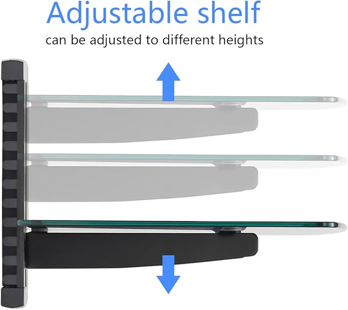 suptek Single Floating Shelf Wall Bracket with Strengthened Tempered Glass for DVD Players/Cable Boxes/Games Consoles/TV Accessories 1 Shelf, Black, CS201