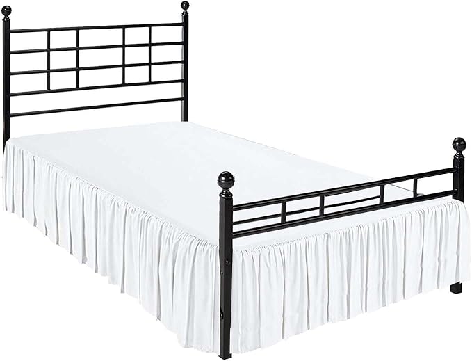 Sleepwell Ruffled Bed Skirt With Split Corners - 12 Inch Drop Poly Cotton/Microfiber Bedskirt With Platform Three Sided Coverage - Queen, White
