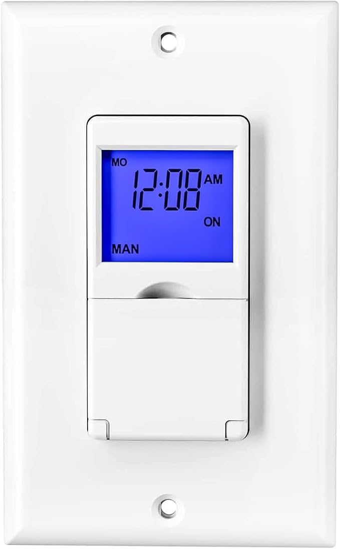 BN-LINK 7 Day Programmable Astronomical Timer Switch for Lights, Sunrise Sunset Programmable Light Switch Timer Indoor in Wall, Neutral Wire Required, Single Pole Only, ETL Listed