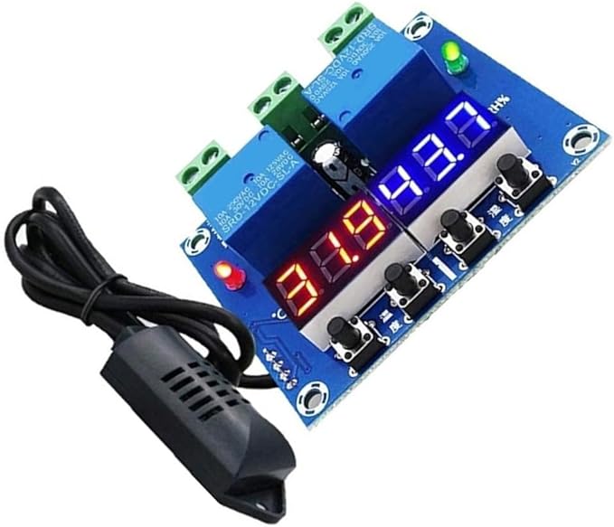 XH M452 Digital Temperature Humidity Control Module with Dual Relay Output and Integrated Detection Probe for Fast Response Environmental Monitoring