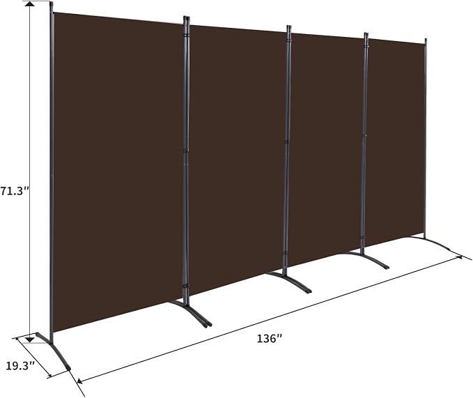 4 Panel Folding Room Divider, Sturdy Frame Freestanding Wall Divider | - Image 5