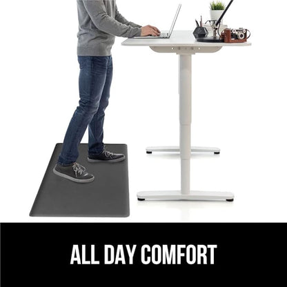 GORILLA GRIP 2 Pack Comfortable Cushioned Kitchen Mats for Floor, 17x24 + 17x48, Waterproof, Stain Resistant, 1/2 Inch Thick Soft Ergonomic Standing Desk Anti Fatigue Mat, Foam Supports Feet, Charcoal