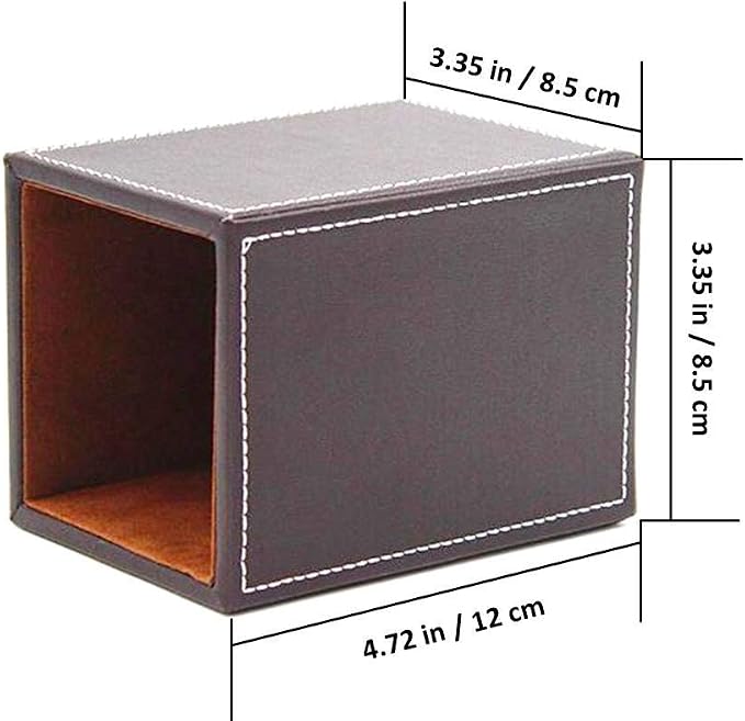 Black PU Leather Square Pens Pot Pencils Holder Cup Desktop Stationery - Image 2