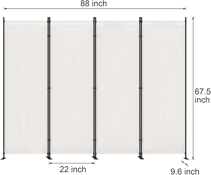Morngardo Room Divider, Folding Privacy Screens, 4 Panel Room Partitions - Image 2