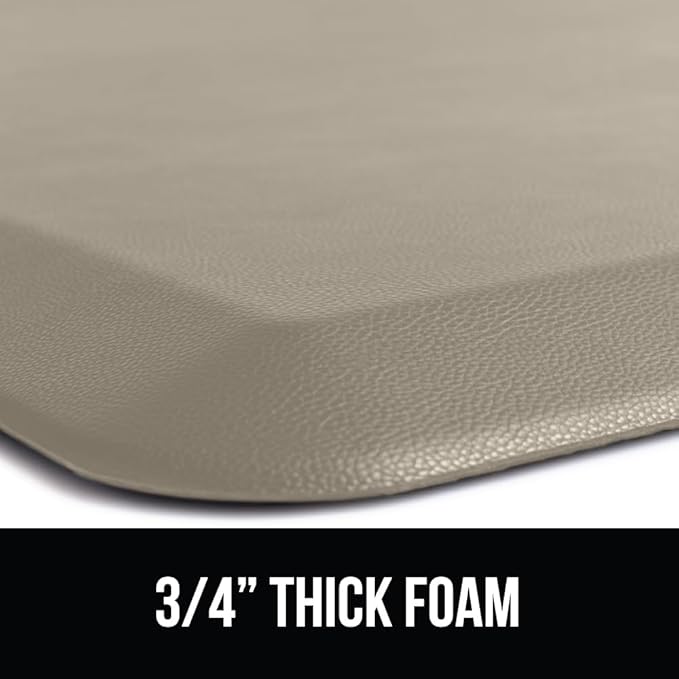GORILLA GRIP Comfortable Cushioned Kitchen Mats for Floor, Waterproof and Stain Resistant Soft Top, 3/4 Inch Thick Ergonomic Standing Desk Anti Fatigue Mat, Foam Supports Ankles and Feet, 17x24, Taupe