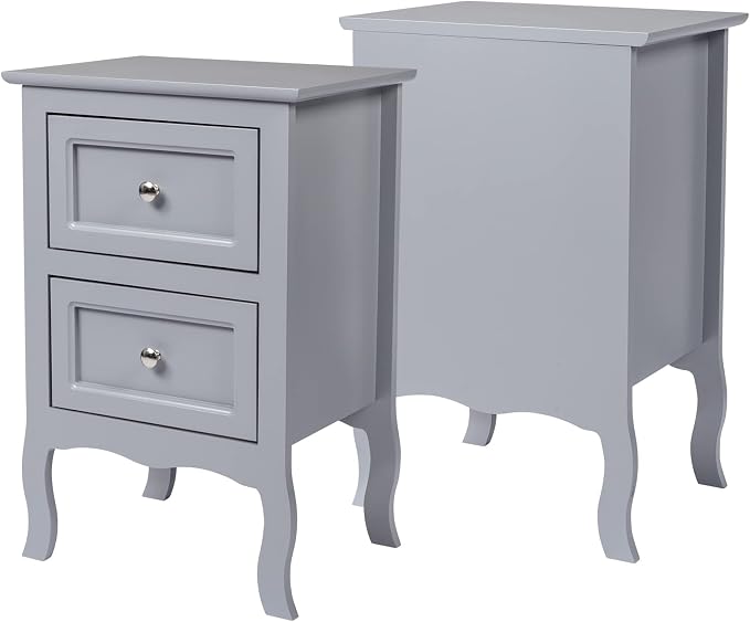 Bonnlo Gray Nightstand Set of 2, Nightstands - Image 9