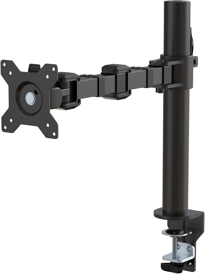 Amazon Basics Single Computer Monitor Stand with Tilt and Rotation, Height Adjustable VESA Desk Arm Mount, Steel, 30 inches, Black
