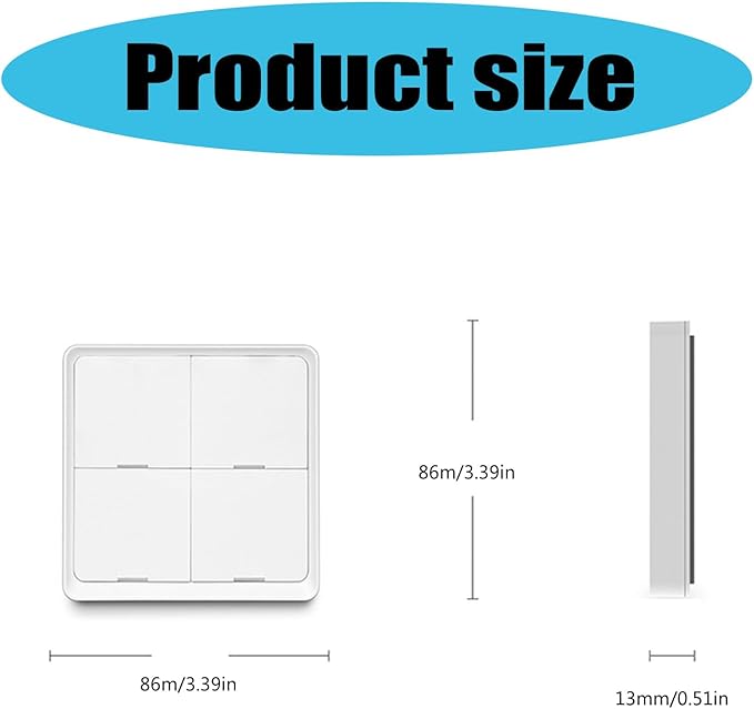 Intelliegent Home Multiple Scene Controller 4 Button Compact Remote Wall Mountable House Automation Switches for House Security Systems Accessory