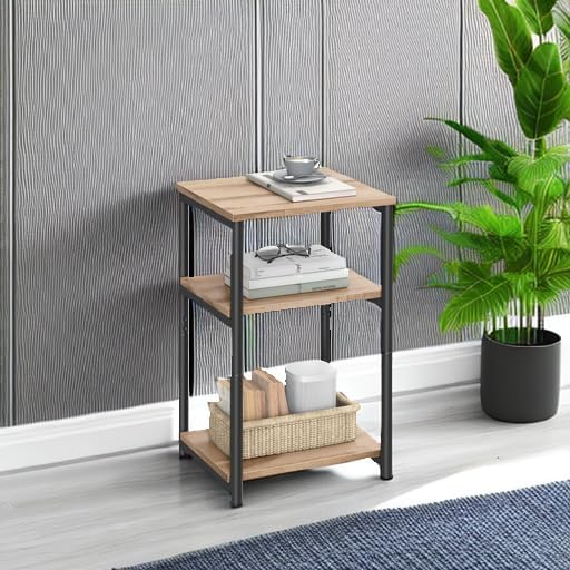 VASAGLE Side Table, Small End Table, Tall Nightstand, Steel Frame | - Image 5