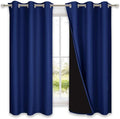 NICETOWN 100% Blackout Curtain Set, Royal Blue, 37W x 50L, Thermal Insulated & by NICETOWN