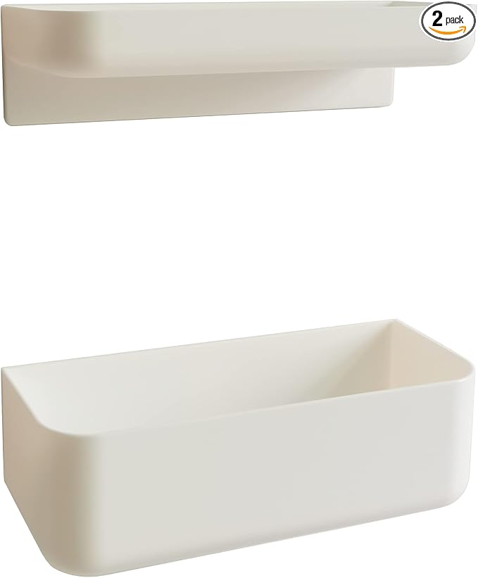 2 Styles Adhesive Plastic Floating Shelves Stick on Wall Mounted Shower by ePizdiz