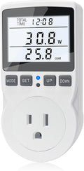 KETOTEK Watt Meter Power Meter Plug Electricity Usage Monitor, Energy Monitor with Backlight, Kilowatt Meter Socket Outlet, Voltage Amps Power Consumption Meter, Overload Protection