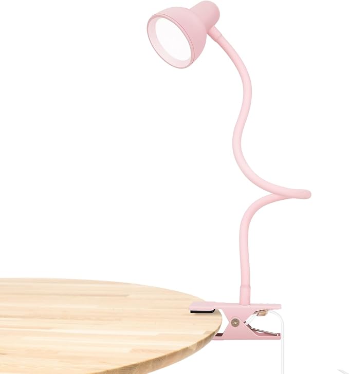 LiFMIRA Pink Small Desk Lamp Clip on LED Reading Light by LiFMIRA