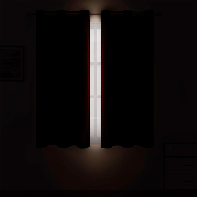 Chocolate Brown Blackout Curtains 42 x 54 Inch Length Set of 2 Panels Grommet - Image 3