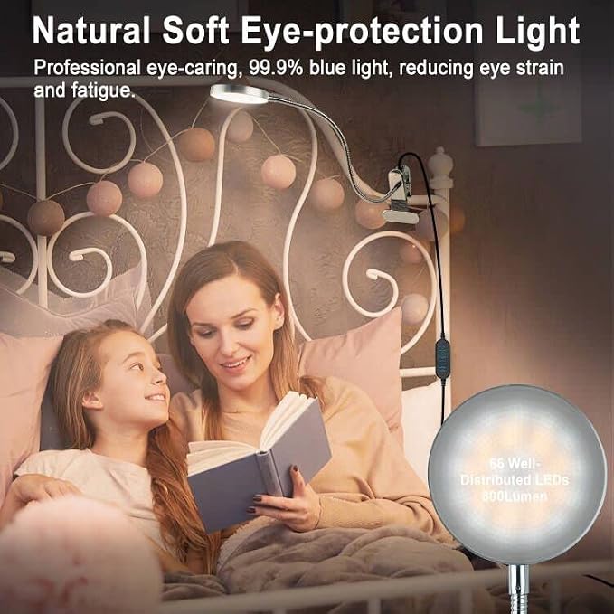 LiFMIRA Clip on Lamp Reading Light 5 Color Modes 10 Brightness 8W Silver | 66 - Image 4