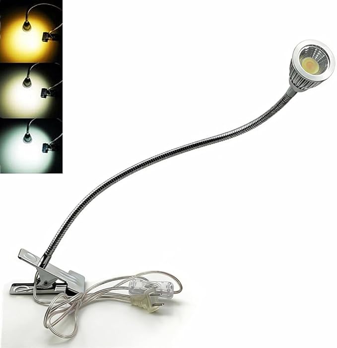 QUANS 5W 3 Colors LED Clip on Tube Flexible Work Desk Table Bed Light SR | - Image 3