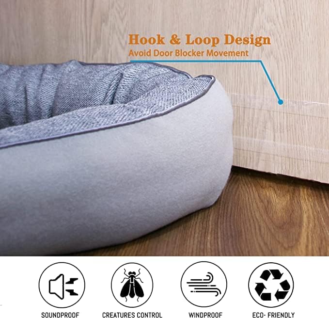 TORRAMI 38" Door Draft Stopper Under Bottom Insulation Noise Air Stopper 2.2LB,Draft Stopper Guard Seal for Doors and Windows - Light Gray