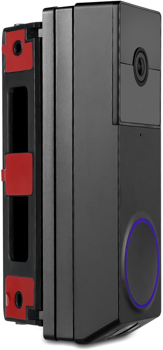 Wasserstein Horizontal Wedge Mount Compatible with Duo Cam Video Doorbell - Adjustable Angle for Better Viewing for Your Doorbell Camera - Optional No-Drill Installation (1 Pack, Black)