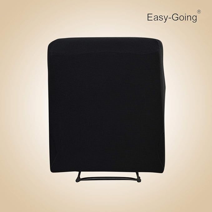 Easy-Going Recliner Stretch Sofa Slipcover Sofa Cover 4-Pieces Furniture Protector Couch Soft with Elastic Bottom Spandex Jacquard Fabric Small Checks(Large,Black)