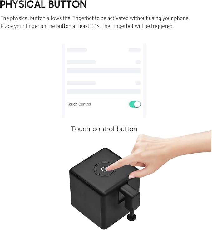 Irfora Mini BT Fingerbot Home Automation Controller with Touch Button APP Control Voice Control Schedule Timer Fingerbot Home Appliances Switch Pusher Smart Controller (BT Gateway Required)