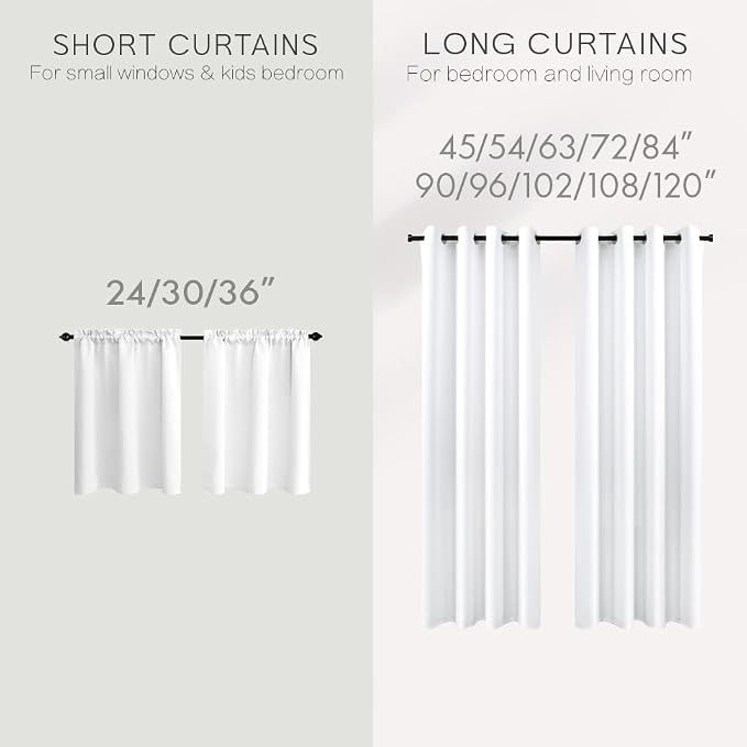 KOUFALL White Short Curtains for Small Bathroom Window, 2 Panel Sets Kitchen - Image 8