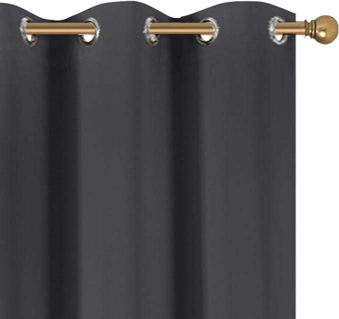 Diraysid Charcoal Grey Grommet Blackout Curtains - Image 7