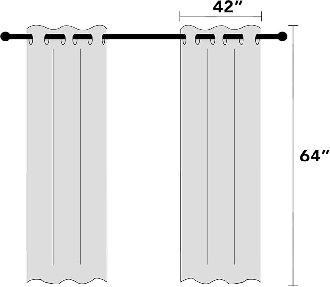 PrinceDeco Linen Texture Curtains Soild 100% Blackout Thermal Insulated with White Liner Blackout Curtains for Bedroom 64 Inches Long 2 Panels,42" Wide,64" Length Noise Reducing Curtains, Stone