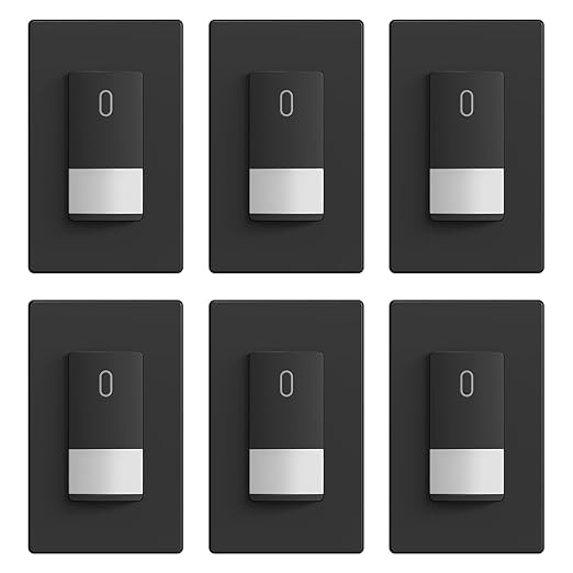 ELEGRP Matte Black Single Pole Occupancy Motion Sensor Light Switch, Need Neutral Wire, 120° Sensor Coverage PIR Infrared Motion Activated, for CFL/LED/MLV/INC/HAL/Fan, UL, 6 Pack