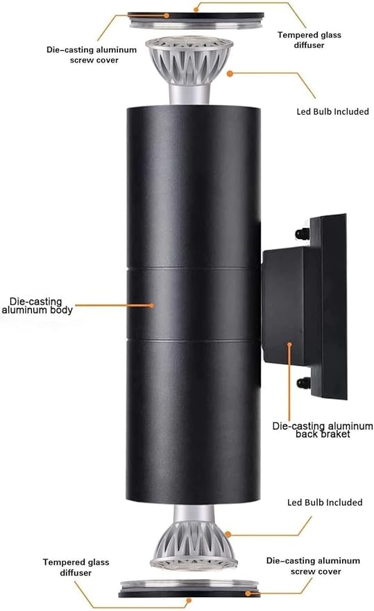 rosykite Dusk to Dawn Outdoor Wall Lighting,Double Up Down Aluminum Waterproof Wall Light with Sensor -Modern Outdoor Light Fixture for Porch, Backyard and Patio-ETL Listed (4 Pack)