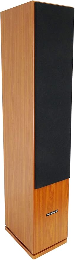 Rockville RockTower 68C Passive Tower Speaker, 8 Ohm, Classic Wood Grain, 500W Peak, 3-Way, Dual 6.5", MDF Cabinet, Detachable Grille, for Home Audio