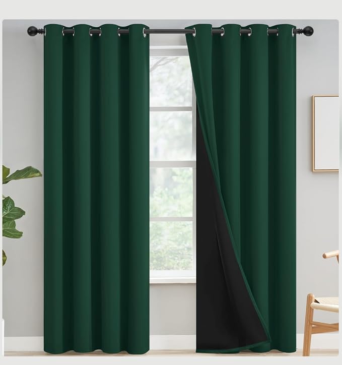 Yakamok 100% Blackout Curtains for Bedroom 84 Inch Length, Emerald Green Total - Image 7