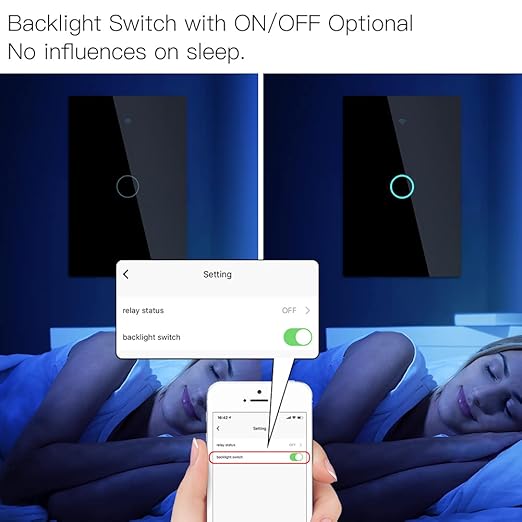MOES 2.4GHz WiFi Wall Touch Smart Switch Neutral Wire Required, 3 Way Multi-Control, Glass Panel Light Switch Work with Smart Life/Tuya App, RF433 Remote Control, Alexa and Google Home Black 1 Gang